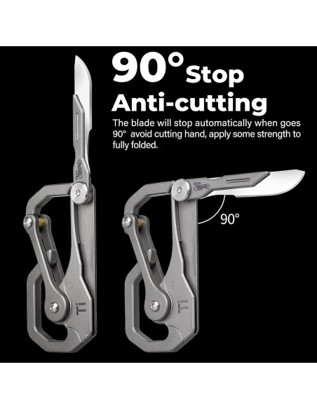 Mosquetón de Titanio KeyUnity KU00 con Cuchillo Plegable EDC