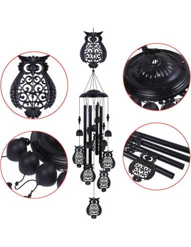 Campanas de Viento YMXBL de Búhos Negras 89 cm Decoración