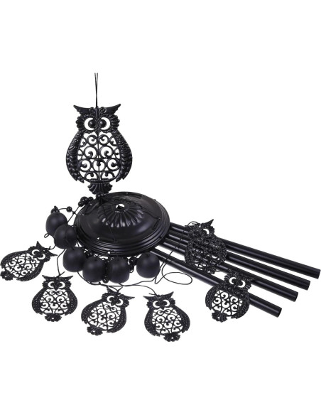 Campanas de Viento YMXBL de Búhos Negras 89 cm Decoración