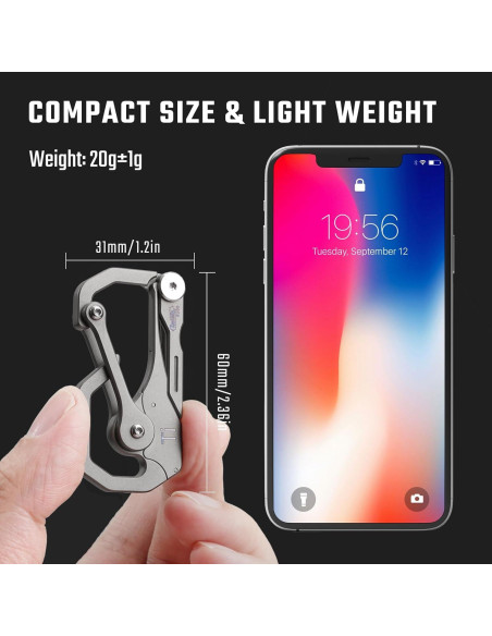 Mosquetón de Titanio KeyUnity KU00 con Cuchillo Plegable EDC