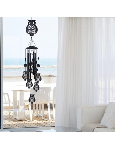 Campanas de Viento YMXBL de Búhos Negras 89 cm Decoración