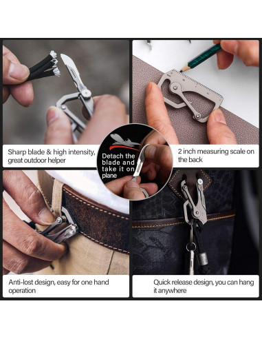 Mosquetón de Titanio KeyUnity KU00 con Cuchillo Plegable EDC