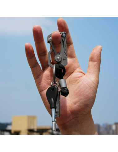 Mosquetón de Titanio KeyUnity KU00 con Cuchillo Plegable EDC
