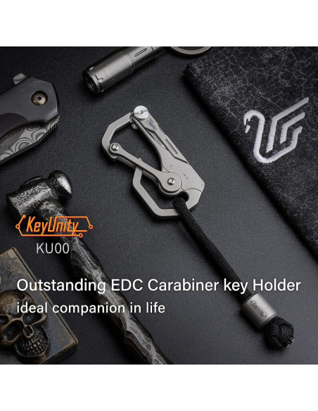 Mosquetón de Titanio KeyUnity KU00 con Cuchillo Plegable EDC