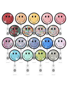 18 Portatarjetas Retráctiles Glenmal con Carita Sonriente