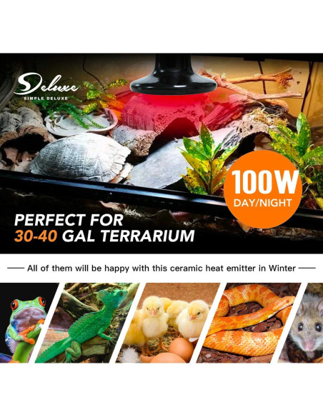 Bombilla de Calor Cerámico Simple Deluxe 100W Pack de 4