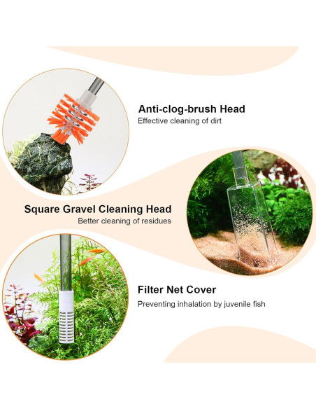 Kit Limpiador de Acuario AQQA 3 Cabezas Reemplazables 97 cm
