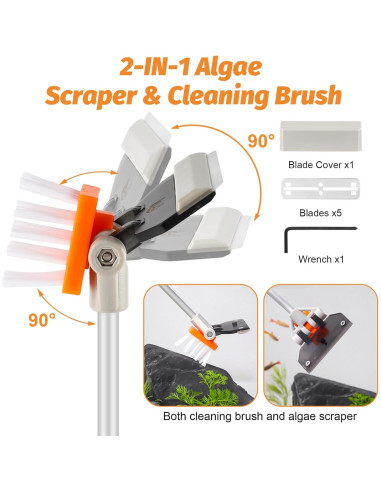 Kit Limpiador de Acuario AQQA 3 Cabezas Reemplazables 97 cm