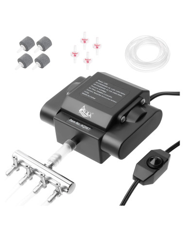 Bomba de Aire AQQA 15W para Acuario 135L/h 4 Salidas Ajustable