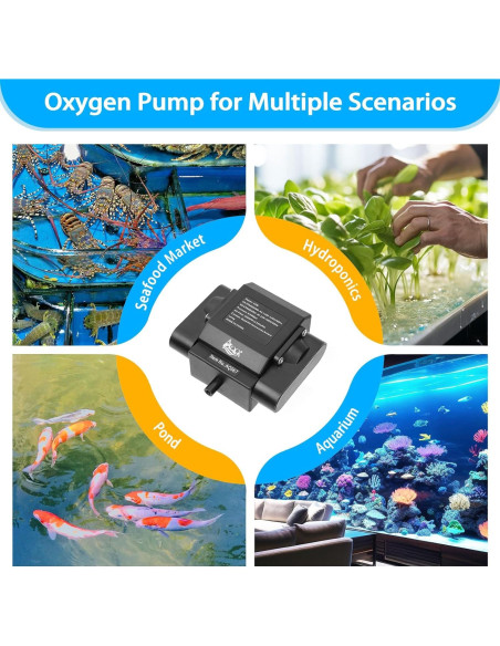 Bomba de Aire AQQA 15W para Acuario 135L/h 4 Salidas Ajustable