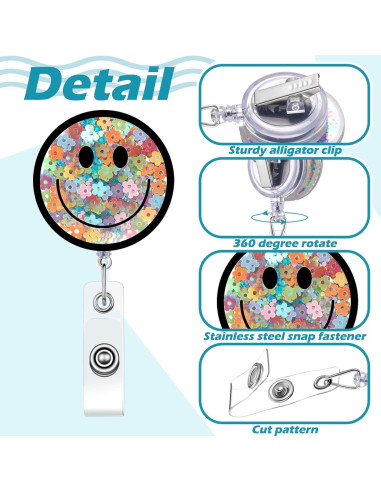 18 Portatarjetas Retráctiles Glenmal con Carita Sonriente