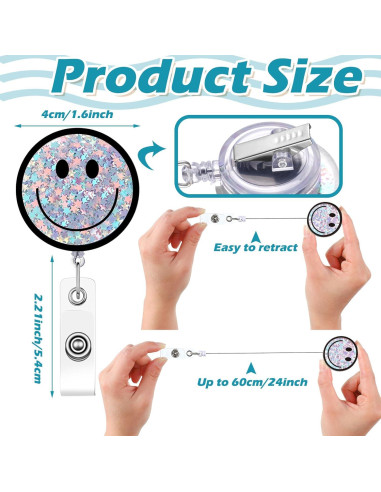 18 Portatarjetas Retráctiles Glenmal con Carita Sonriente