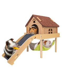 Hamaca 3 en 1 para Cobayas BESNEW - Plataforma y Casa Grande