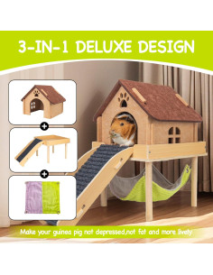 Hamaca 3 en 1 para Cobayas BESNEW - Plataforma y Casa Grande 2