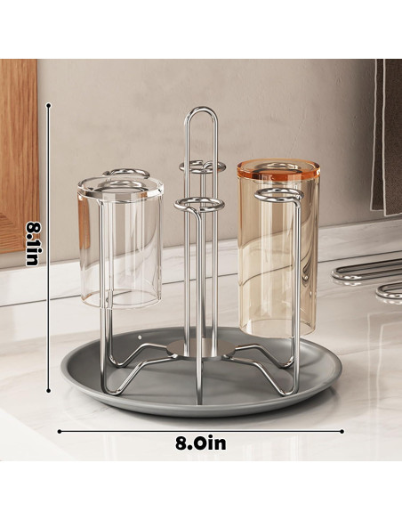 Soporte para Secar Tazas Chemlliy Acero Inoxidable 6 Tazas