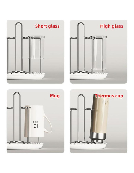 Soporte para Secar Tazas Chemlliy Acero Inoxidable 6 Tazas