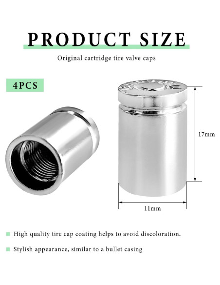 4 Tapones de Válvula de Neumático ZNDAW Aluminio Plata