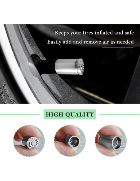 4 Tapones de Válvula de Neumático ZNDAW Aluminio Plata