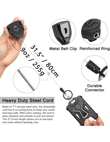 Soporte Retráctil para Insignias MNGARISTA Negro 80 cm 0.25 kg