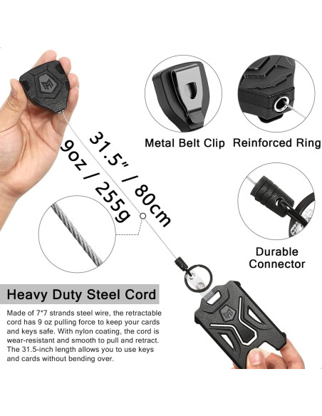 Soporte Retráctil para Insignias MNGARISTA Negro 80 cm 0.25 kg