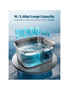 Fuente de Agua para Perros y Gatos MAILOFY 9L Acero Inoxidable 2