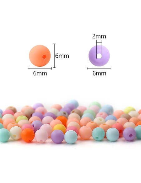 Perlas Acrílicas Redondas 6MM Colores Mezclados Mate BONNY BOXX