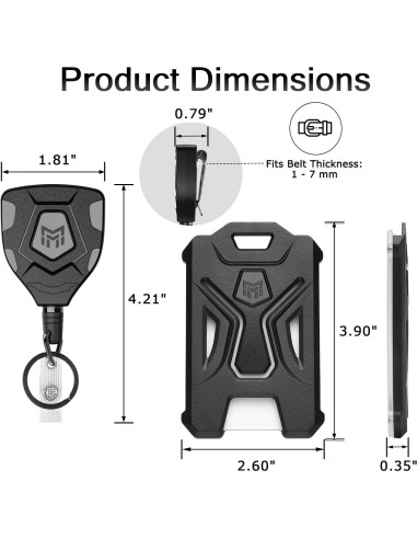 Soporte Retráctil para Insignias MNGARISTA Negro 80 cm 0.25 kg
