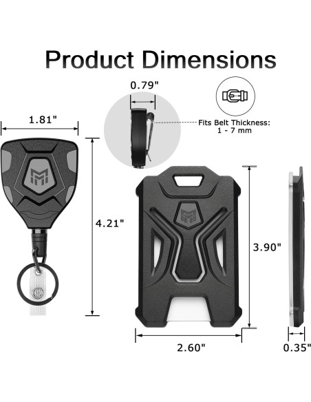 Soporte Retráctil para Insignias MNGARISTA Negro 80 cm 0.25 kg
