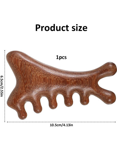 Peine Masajeador de Cuero Cabelludo de Madera Gtziqa 4 en 1