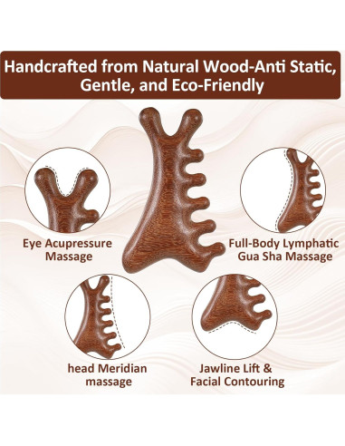 Peine Masajeador de Cuero Cabelludo de Madera Gtziqa 4 en 1