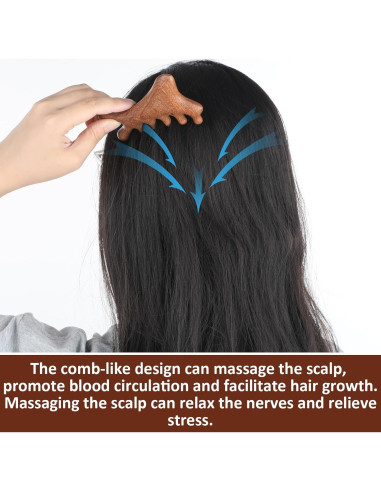 Peine Masajeador de Cuero Cabelludo de Madera Gtziqa 4 en 1