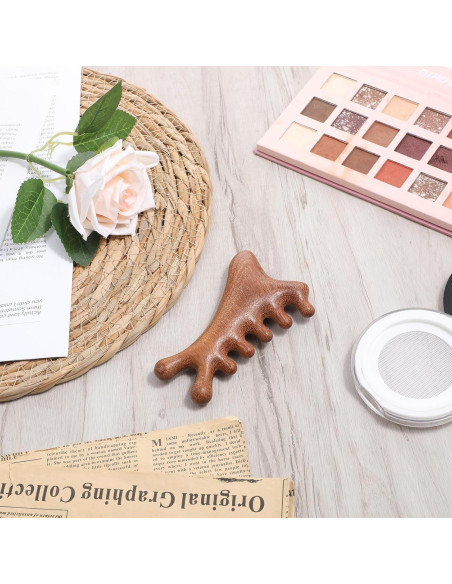 Peine Masajeador de Cuero Cabelludo de Madera Gtziqa 4 en 1