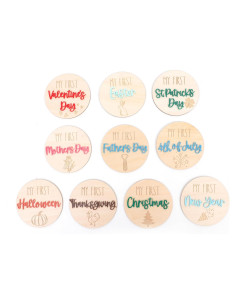 10 Discos de Madera para Primeras Fiestas WAOUH - Recuerdos