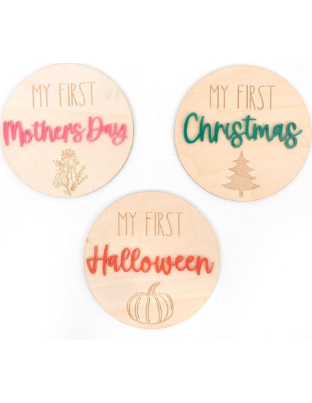 10 Discos de Madera para Primeras Fiestas WAOUH - Recuerdos