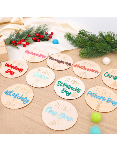 10 Discos de Madera para Primeras Fiestas WAOUH - Recuerdos