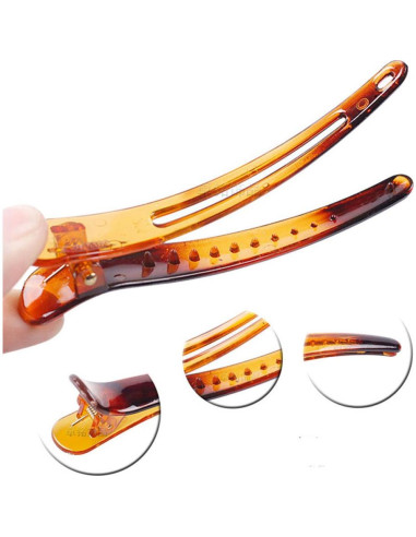 12 Clips de Pelo de Metal y Plástico Marrón Suoirblss 4.9cm