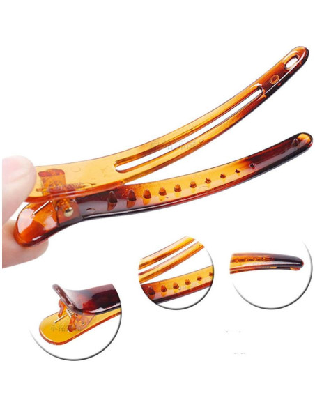 12 Clips de Pelo de Metal y Plástico Marrón Suoirblss 4.9cm