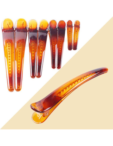 12 Clips de Pelo de Metal y Plástico Marrón Suoirblss 4.9cm