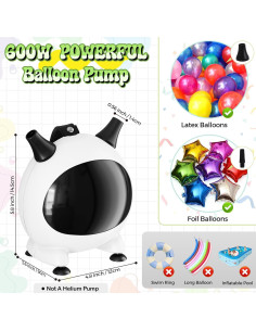 Bomba de Globo Eléctrica Togvu 600W Portátil con 2 Boquillas 2