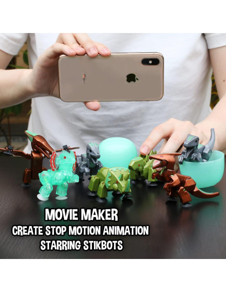 Paquete de 7 Huevos Dinos Brillantes Zing Stikbot - Animación Stop Motion