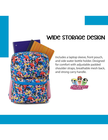 Mochila Escolar Powerpuff Girls Rosa 40.6x30.5x12.7cm