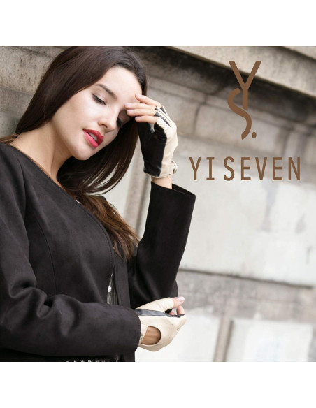 Guantes de Cuero Sin Dedos YISEVEN para Mujer - Talla 7.0 M