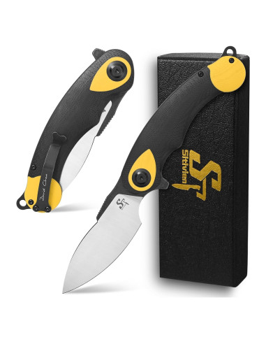 Cuchillo Plegable Sitivien ST157 Acero Sandvik 14C28N Amarillo