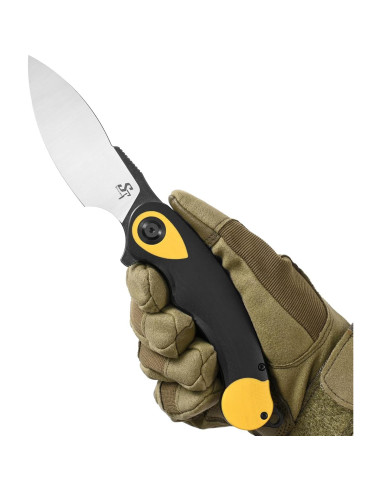 Cuchillo Plegable Sitivien ST157 Acero Sandvik 14C28N Amarillo