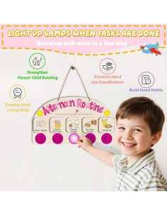 Tabla de Rutina de Tarde AINBIN para Niños con 5 Luces Táctiles 2