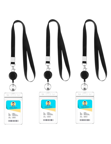Paquete de 3 Lanyards BESARME con Clip Retráctil y Sujetadores