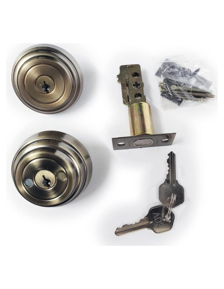 Cerradura Muerta Doble Cilindro L.A Ornamental 6 cm Bronce