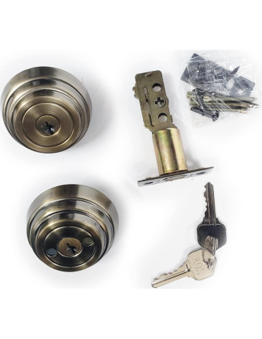 Cerradura Muerta Doble Cilindro L.A Ornamental 6 cm Bronce