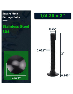 15 Pernos de Carro 1/4-20 x 50mm Acero Inoxidable RoyceMart 2