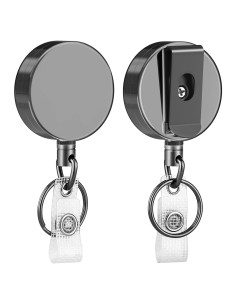 KTRIO 2 Pack Portatarjetas Retráctiles Metal Negro 61 cm